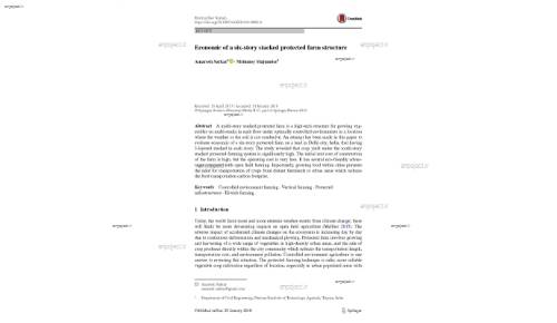 Economic of a six‑story stacked protected farm structure